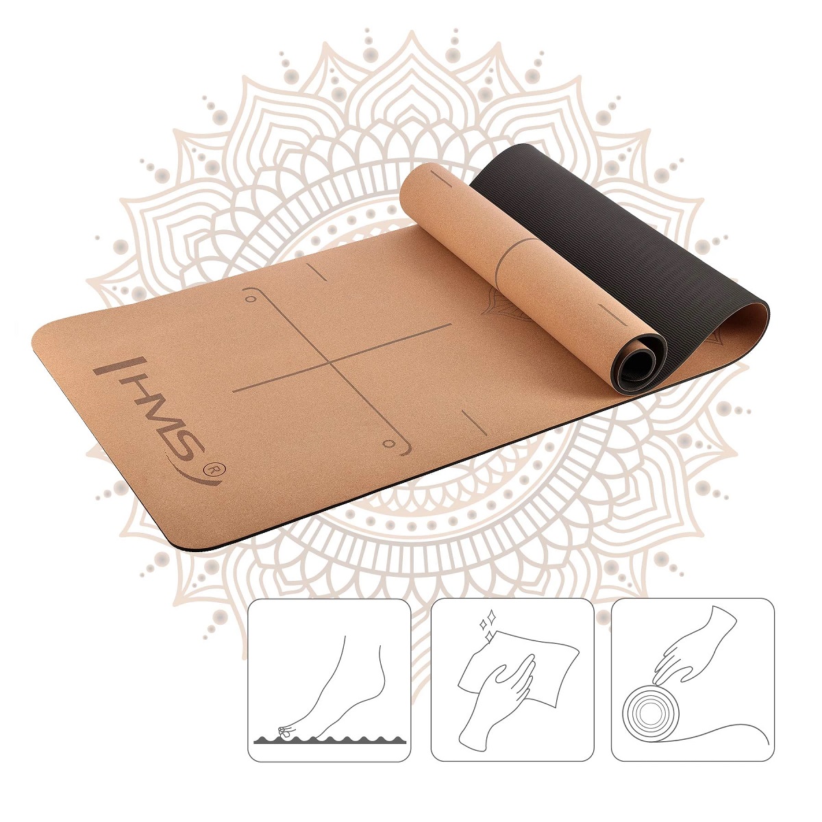 Yoga Set HMS (prostirka + joga blok + remen za jogu)