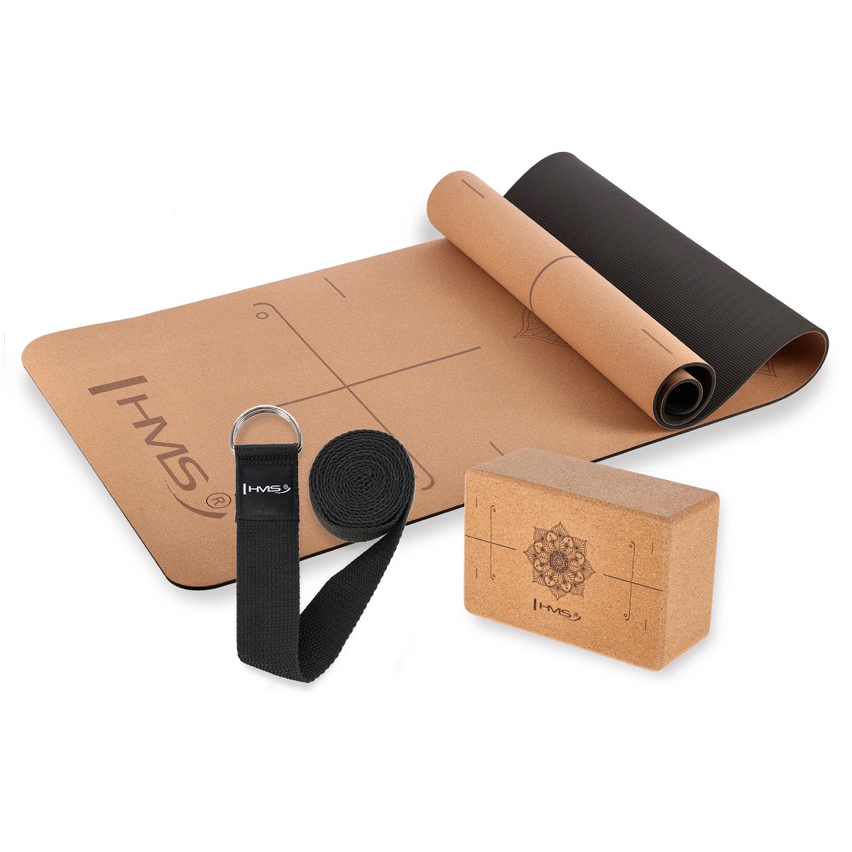 Yoga Set HMS (prostirka + joga blok + remen za jogu)